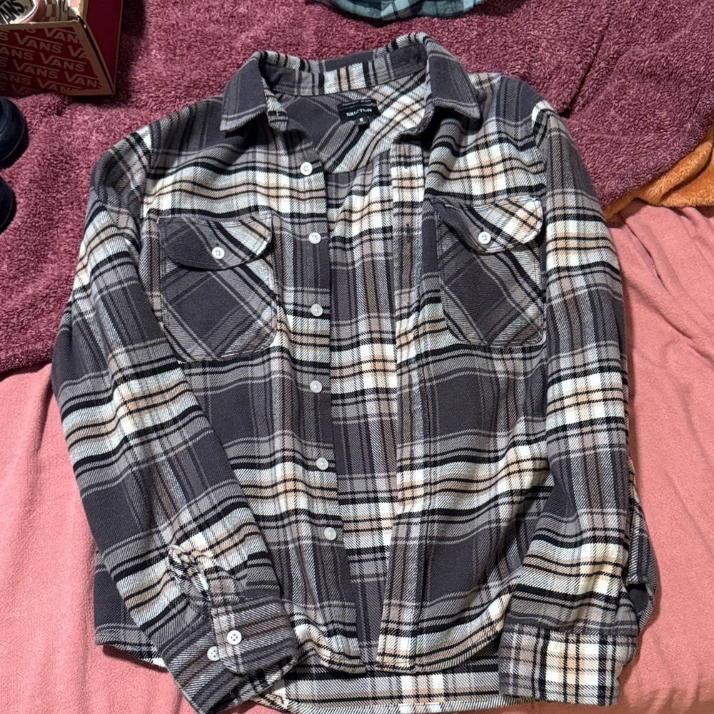 Brixton Black and Cream Plaid Casual Shirt